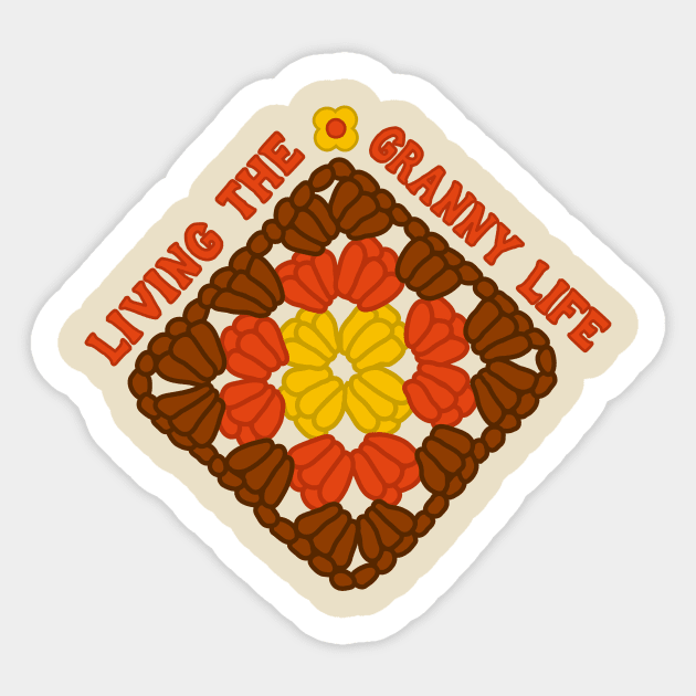 70s Crochet Granny Life Sticker by Woah there Pickle